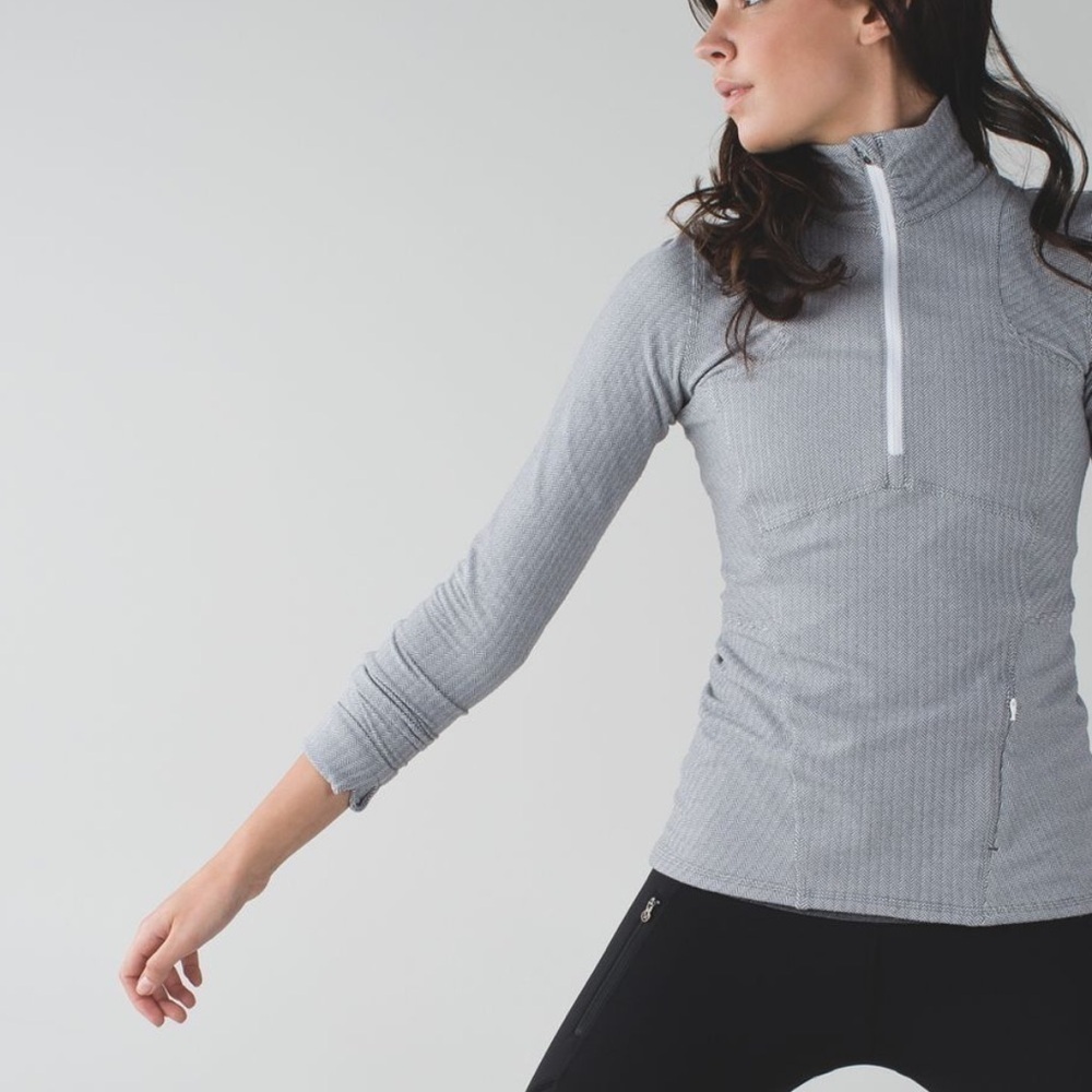 Lululemon Kanto Half Zip Heathered White Slate Size 8